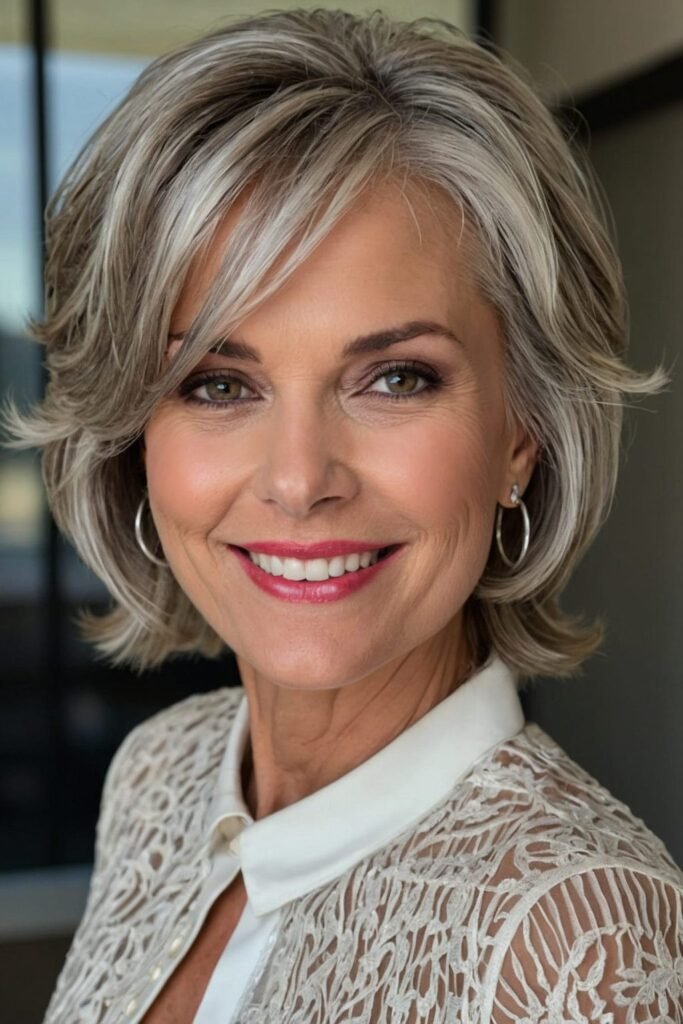 Soft Layered Bob with Sweeping Side Bangs