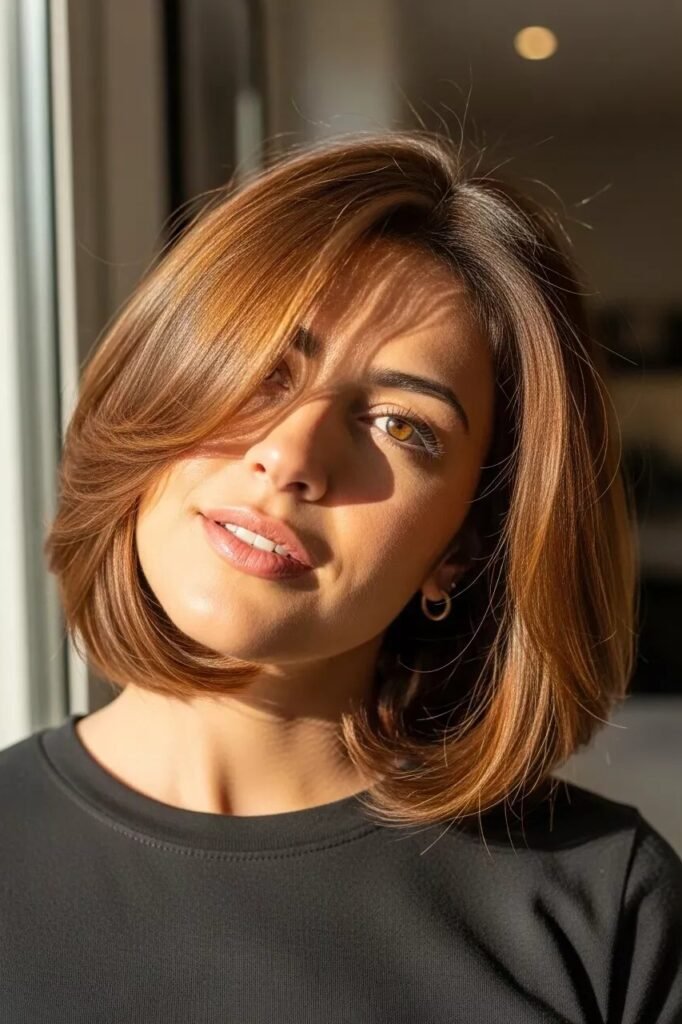 Soft Layered Bob with Wispy Curtain Bangs