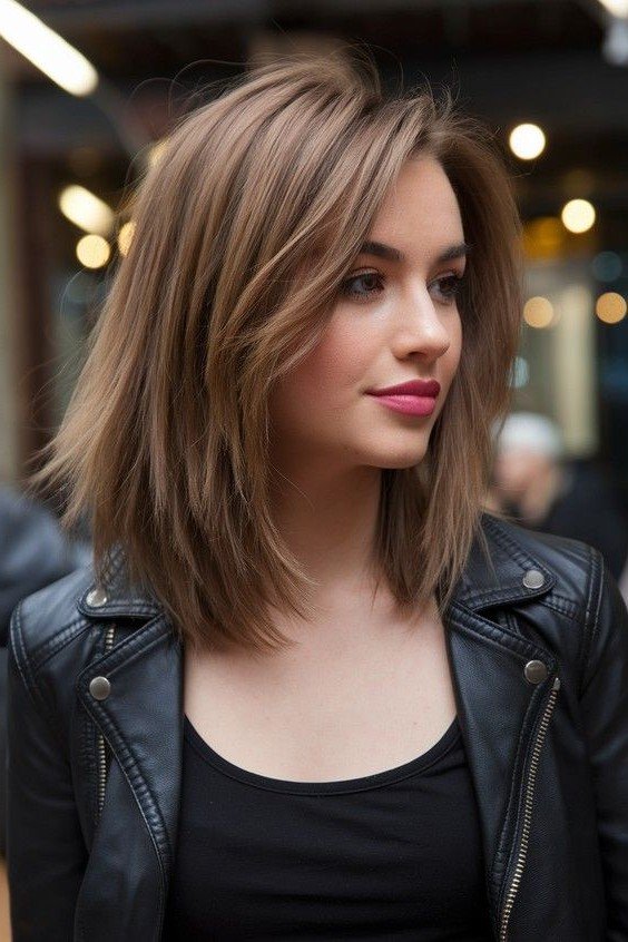 Soft Layered Mid-Length Cut with Wispy Curtain Bangs