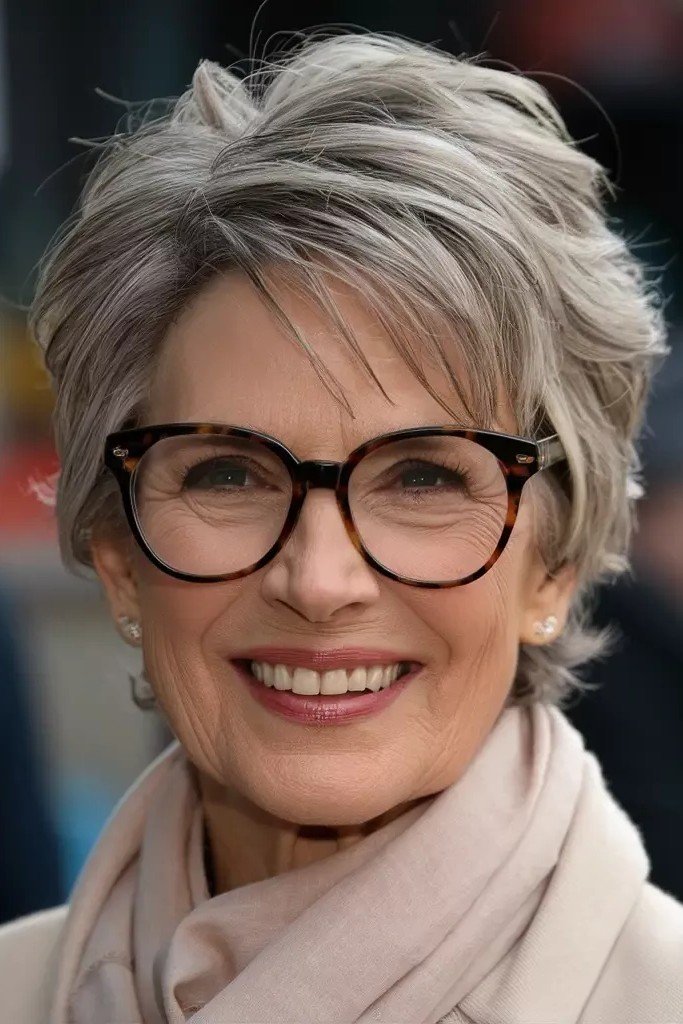 Soft Layered Pixie Cut with Side-Swept Bangs