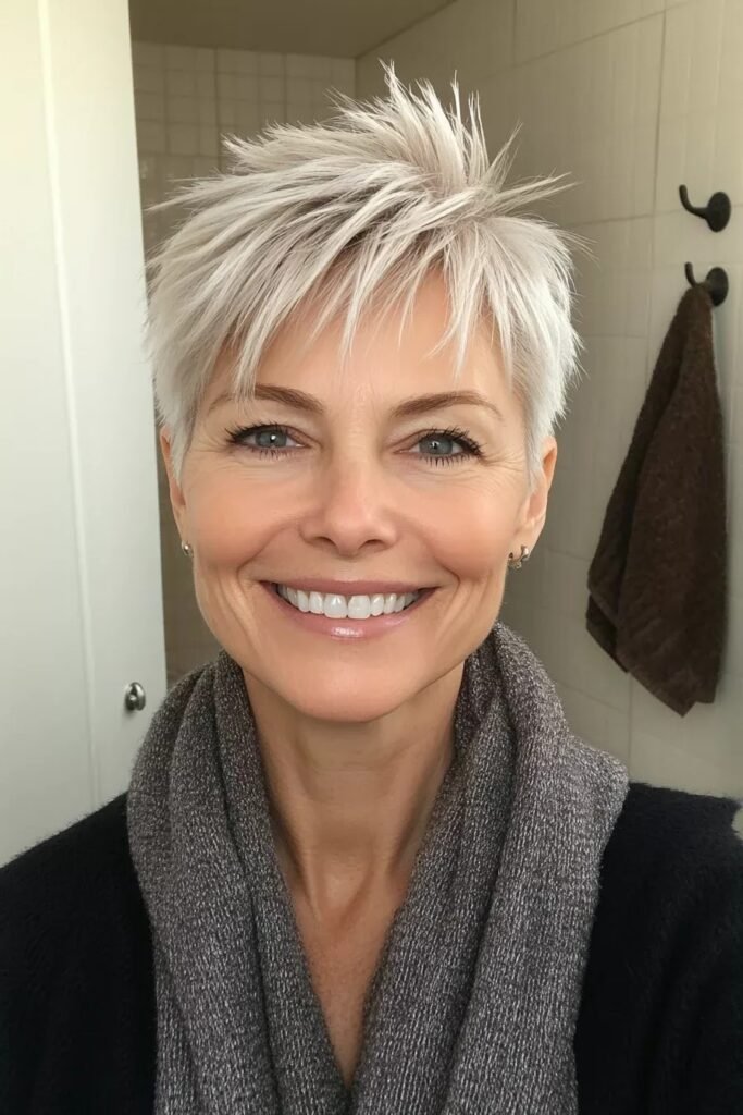 Soft Layered Spiky Pixie with Side-Swept Bangs