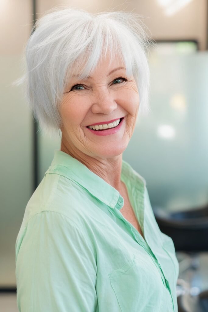 Soft Layered White Bob