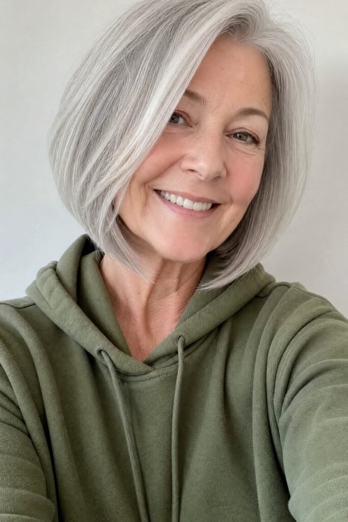 Soft Silver Bob with Natural Volume