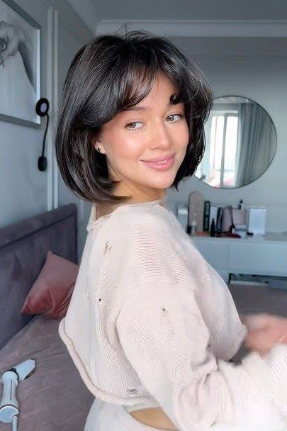 Soft Textured Bob with Wispy Bangs