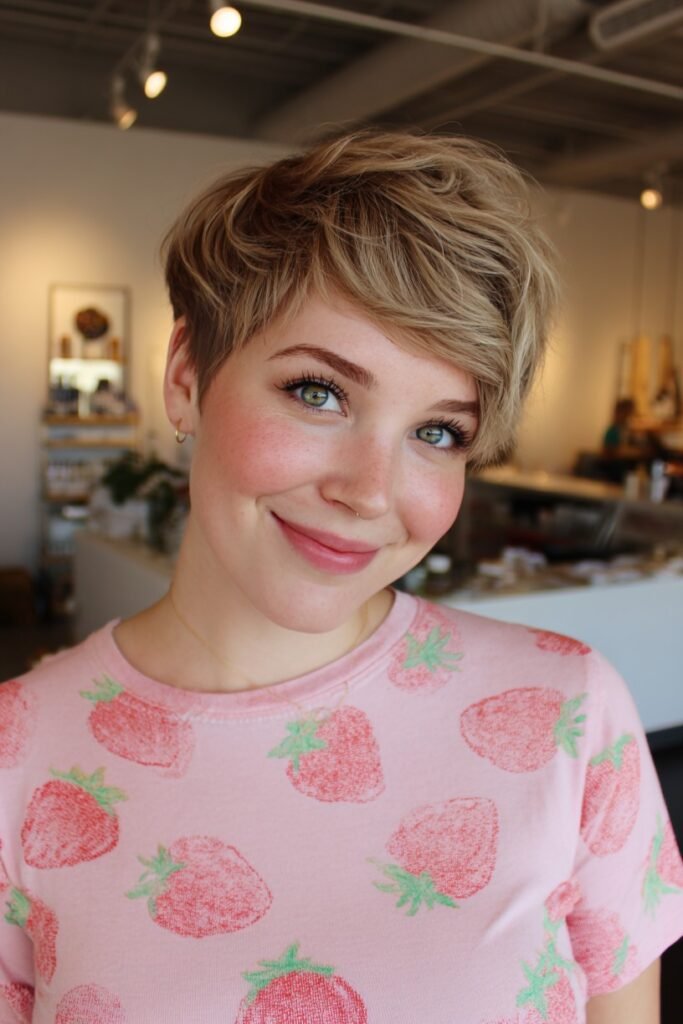Soft Textured Pixie with Side-Swept Bangs