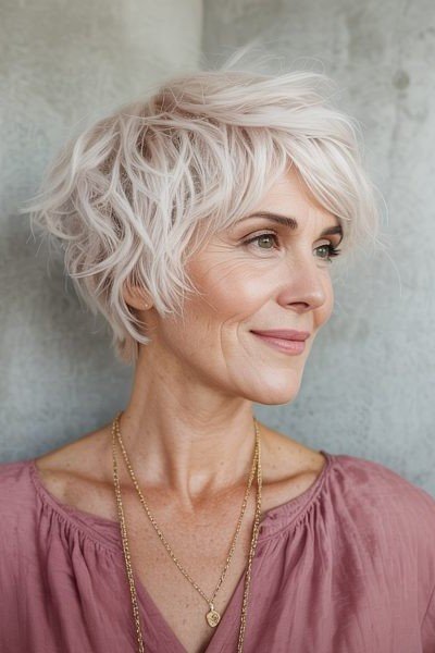 Soft Tousled Platinum Wavy Crop