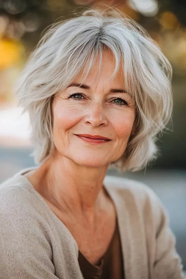 Soft Voluminous Bob with Wispy Bangs