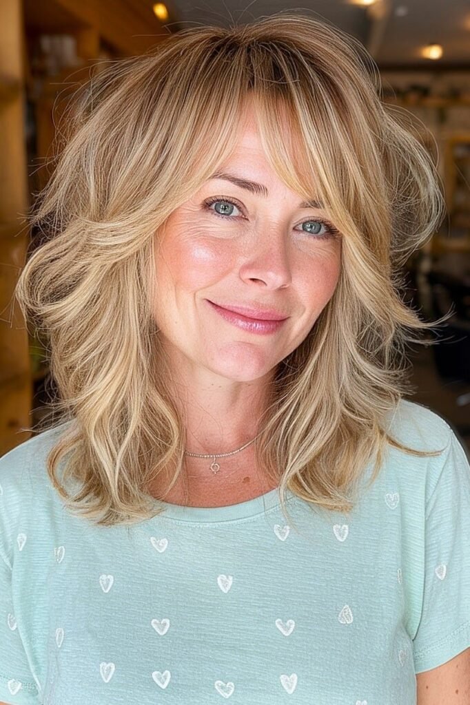 Soft Voluminous Layered Hair with Side Bangs