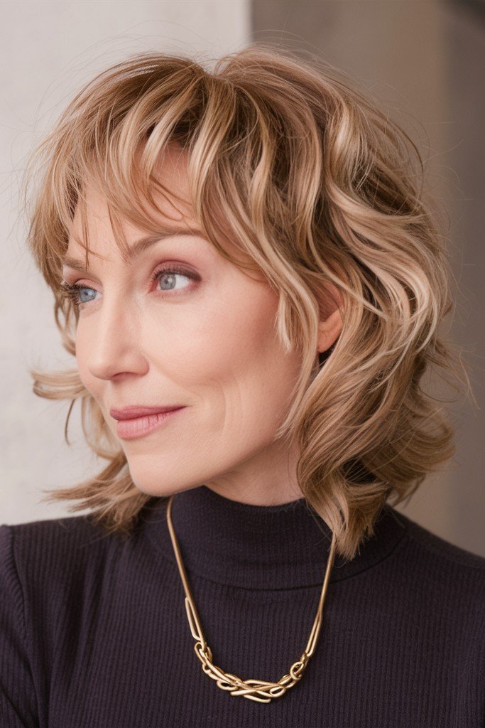 Soft Wavy Bob with Curtain Bangs