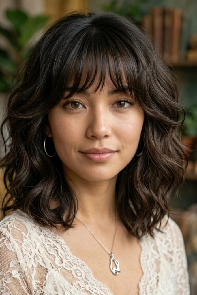 Soft Wavy Bob with Piece-y Bangs