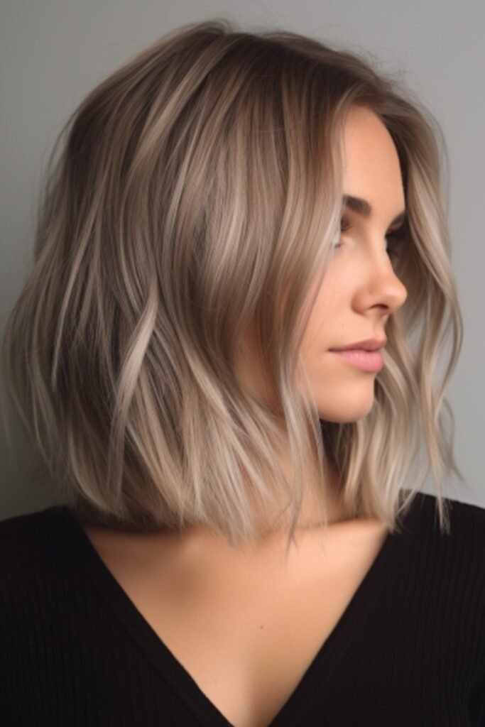 Soft Wavy Bob with Side Profile View