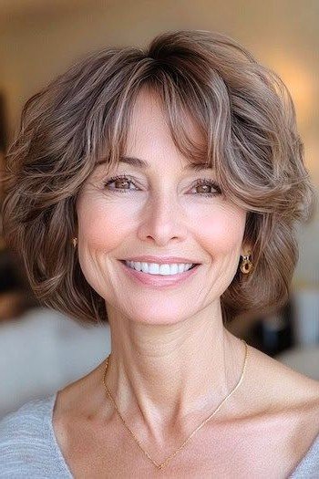 Soft Wavy Bob with Side-Swept Bangs