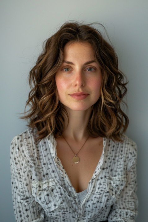 Soft Wavy Lob with Subtle Highlights