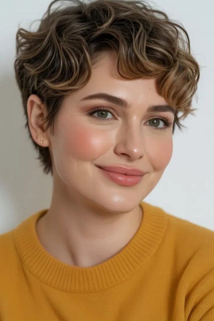 Soft Wavy Pixie with Highlighted Texture