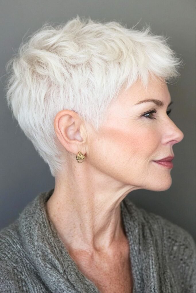 Soft White Spiky Pixie Cut