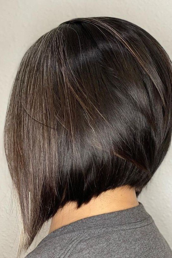 Sophisticated Dark Brunette Stacked Bob