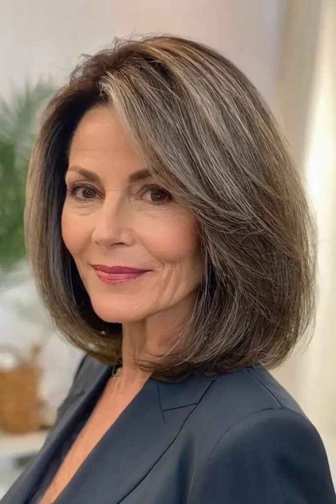 Sophisticated Grey-Highlighted Voluminous Bob