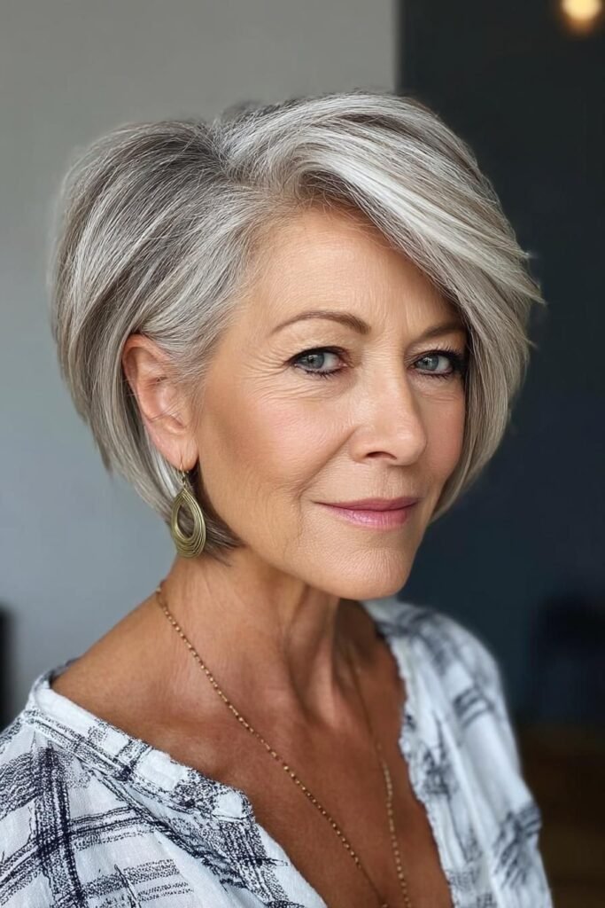 Sophisticated Polished Bob with Deep Side Part