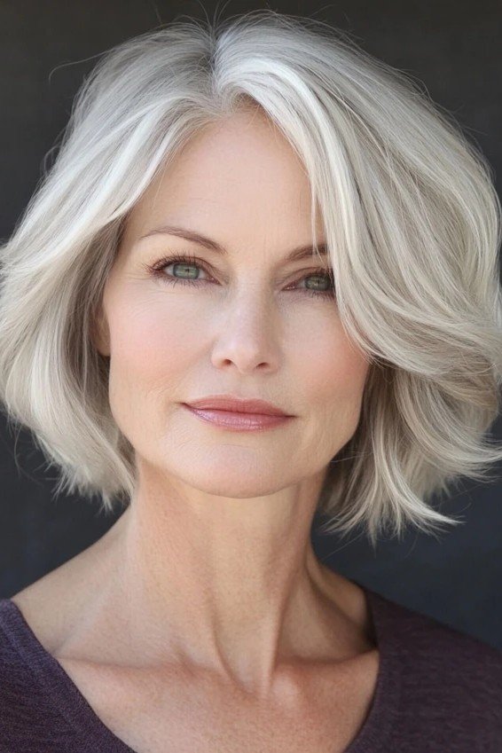 Sophisticated Silver Layered Bob