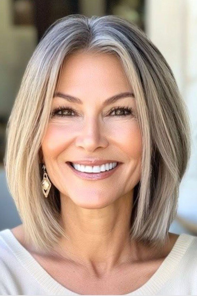 Sophisticated Straight Bob with Middle Parting