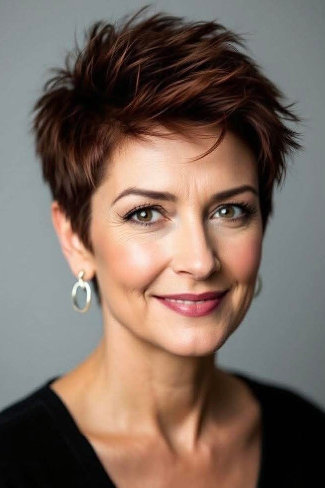 Spiky Brunette Pixie Cut