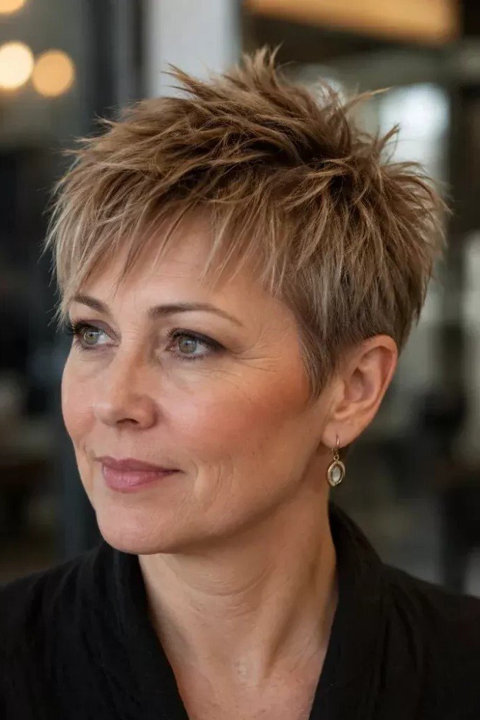 Spiky Layered Caramel Pixie Cut