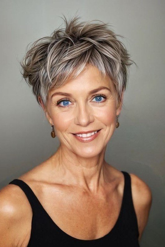 Spiky Layered Pixie Cut with Dimensional Tones