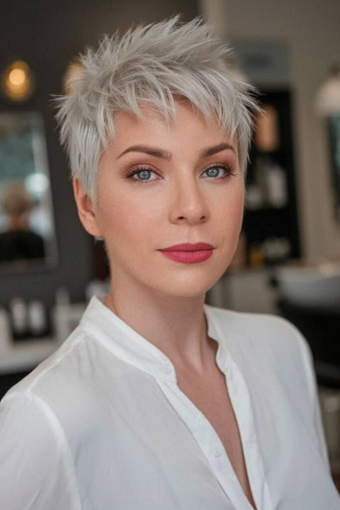 Spiky Platinum Pixie Cut