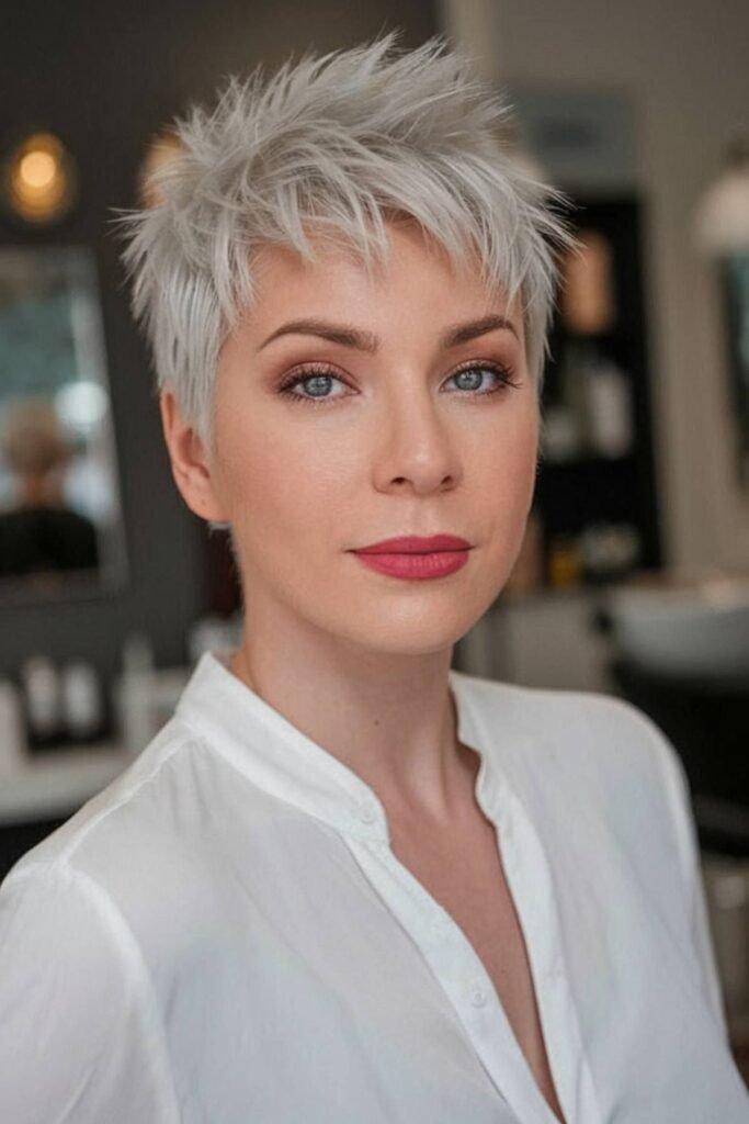 Spiky Platinum Silver Cropped Pixie
