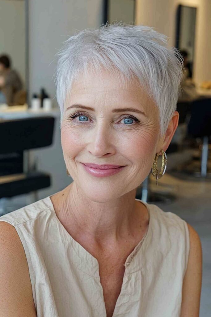 Spiky Silver Pixie Cut