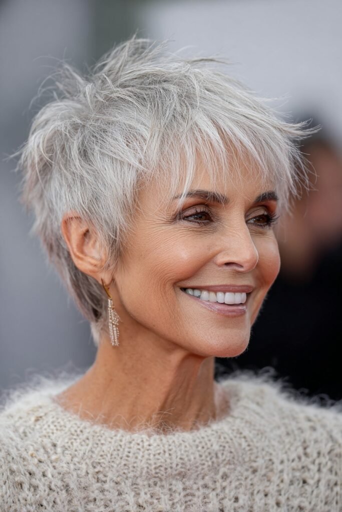 Spiky Silver Pixie with Dimensional Layers
