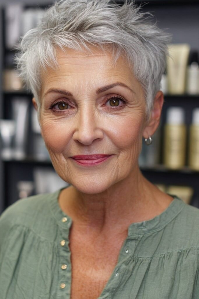 Spiky Textured Silver Pixie Cut