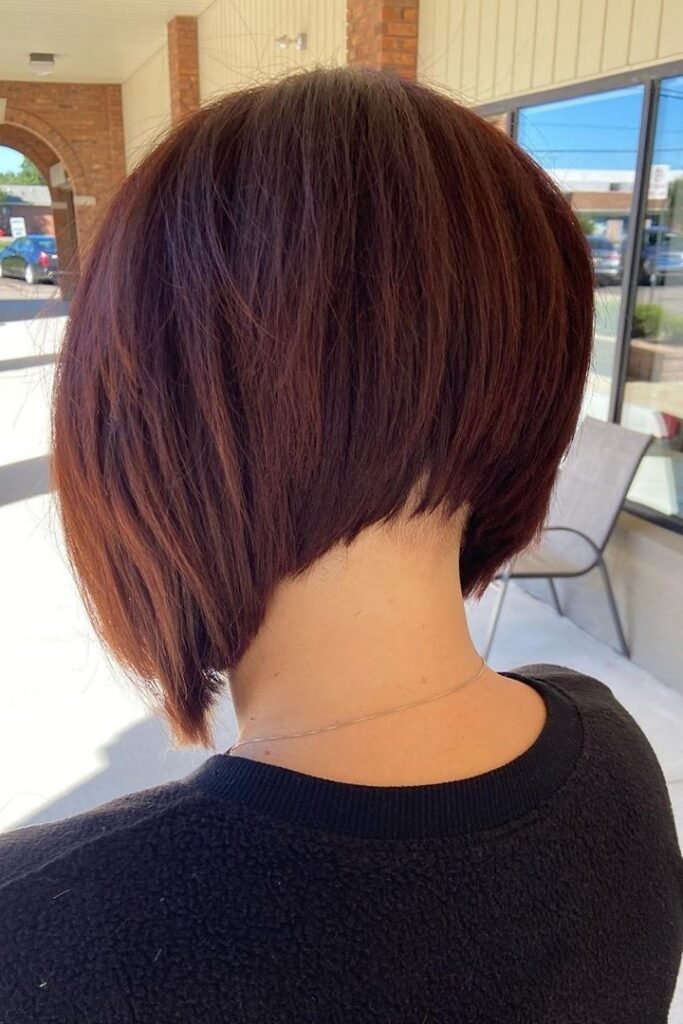 Tapered Undercut Bob with Deep Auburn Tones