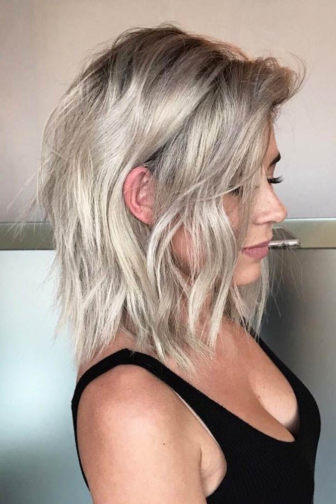 Textured Ash Blonde Bob with Shaggy Layers