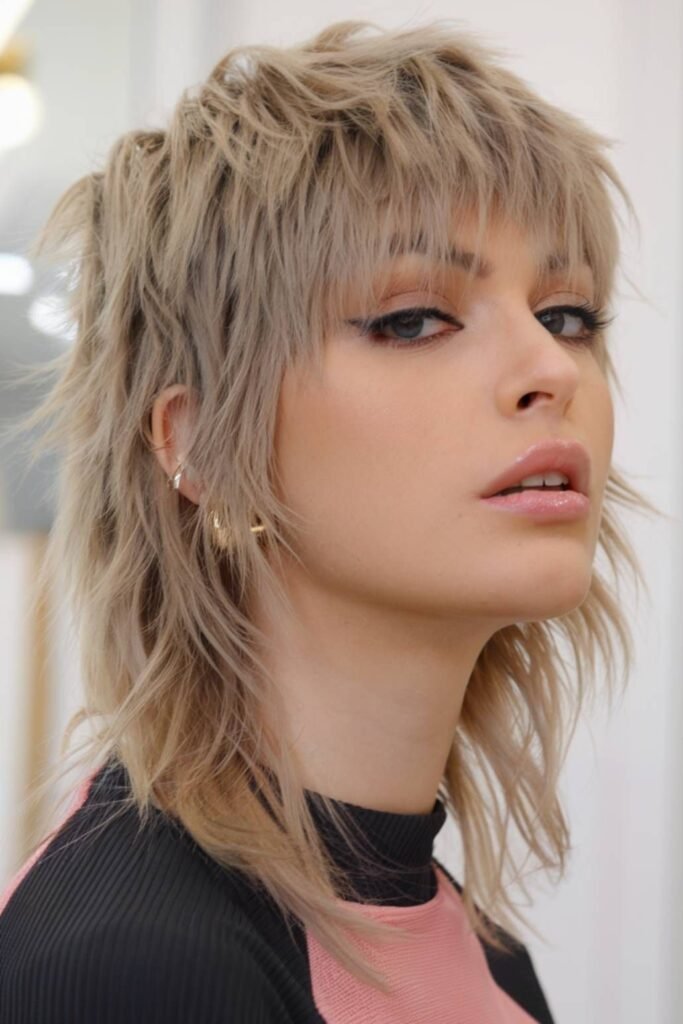 Textured Asymmetrical Shag with Short Fringe