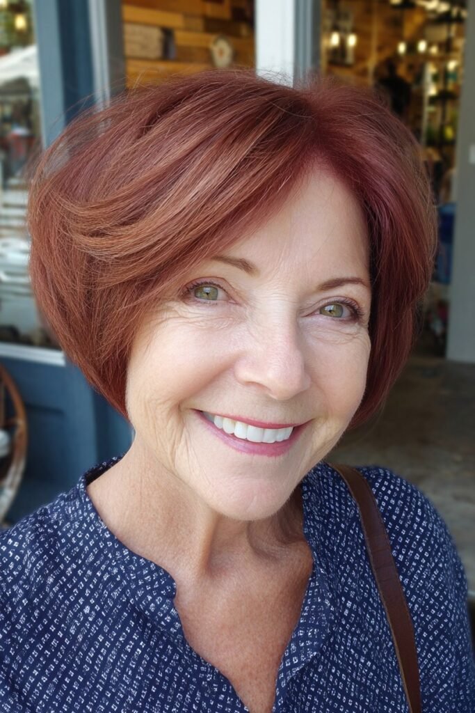 Textured Auburn Bob with Wispy Layers