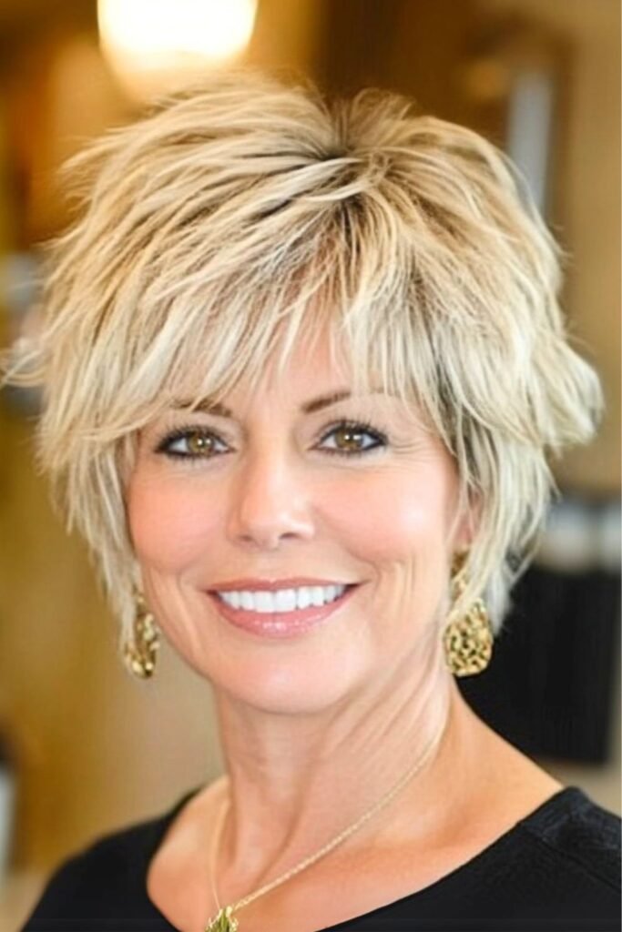 Textured Blonde Bob with Bangs