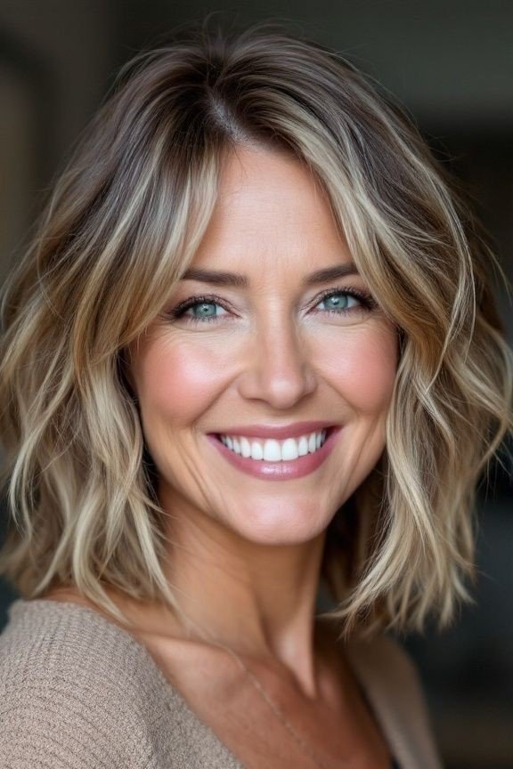 Textured Blonde Bob with Face-Framing Highlights