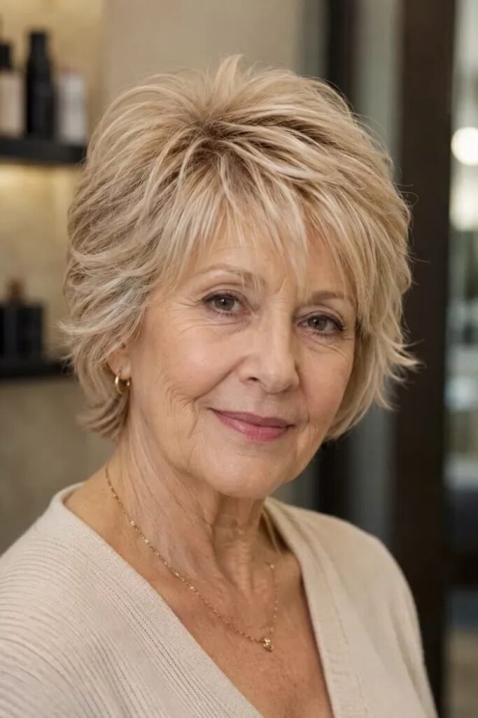 Textured Blonde Bob with Wispy Bangs