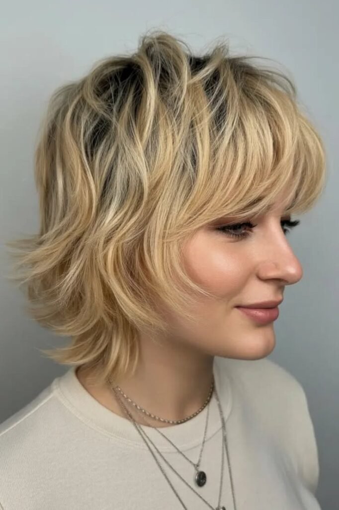 Textured Blonde Shag with Face-Framing Layers