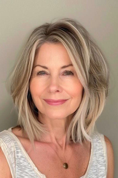 Textured Bob with Curtain Bangs