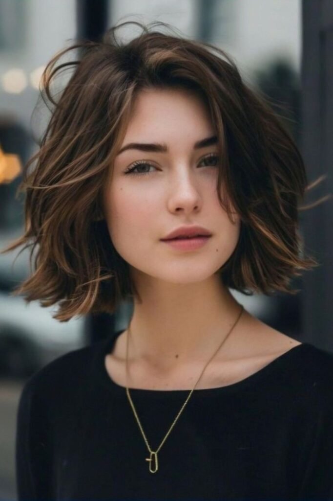 Textured Bob with Curtain Bangs