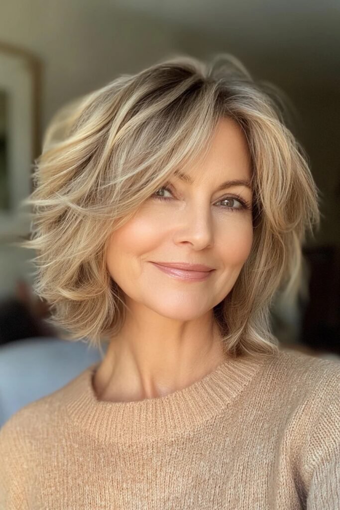 Textured Bob with Curtain Bangs