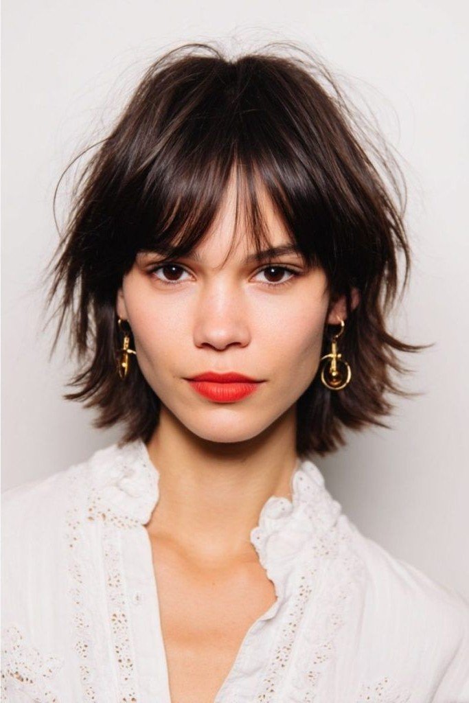 Textured Bob with Curtain Bangs