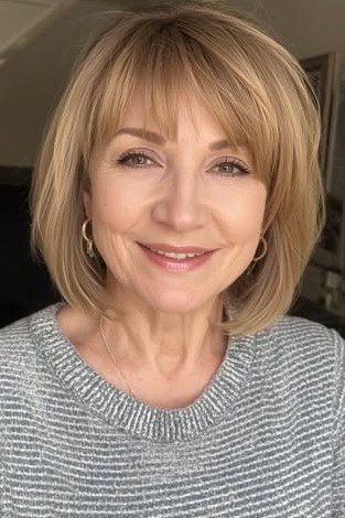 Textured Bob with Curtain Bangs