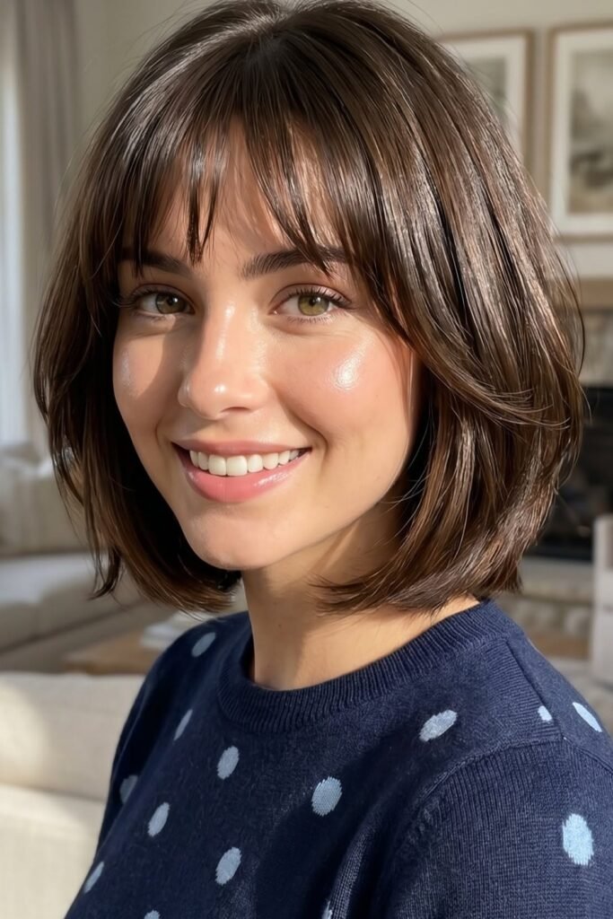 Textured Bob with Curtain Bangs