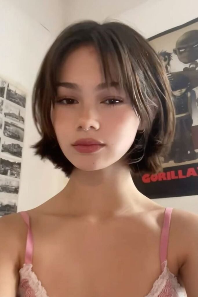 Textured Bob with Curtain Bangs
