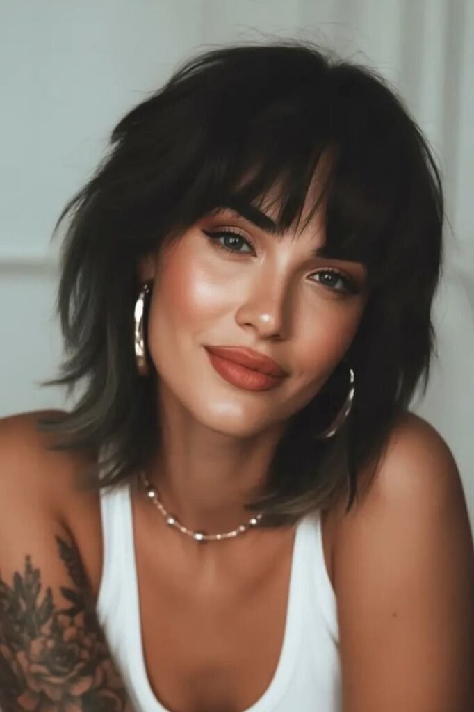 Textured Bob with Curtain Bangs