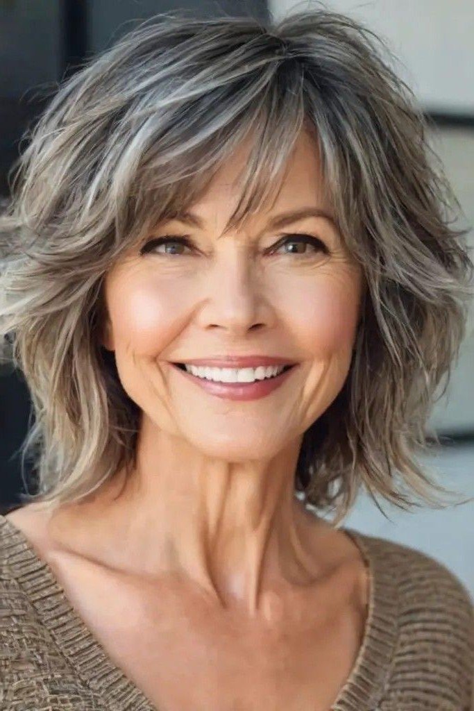 Textured Bob with Curtain Bangs
