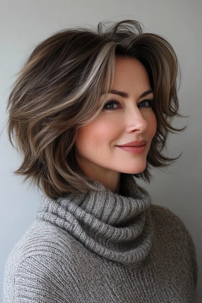 Textured Bob with Curtain Bangs